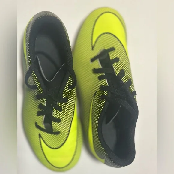 Kids Nike Bright Yellow and Black Soccer Cleats - Picture 3 of 6